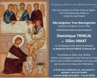 annonce de l'ordination diaconale de Gilles Amat. Image du lavement des pieds